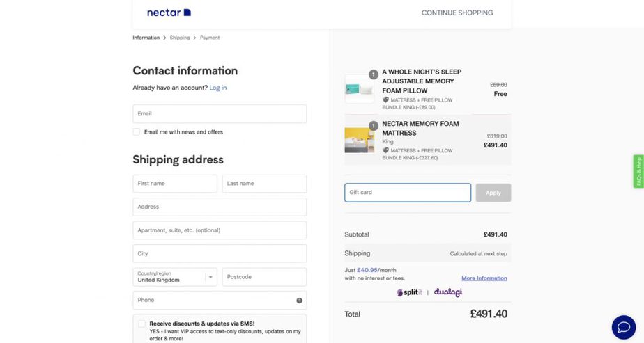 how to use nectar mattress discount code